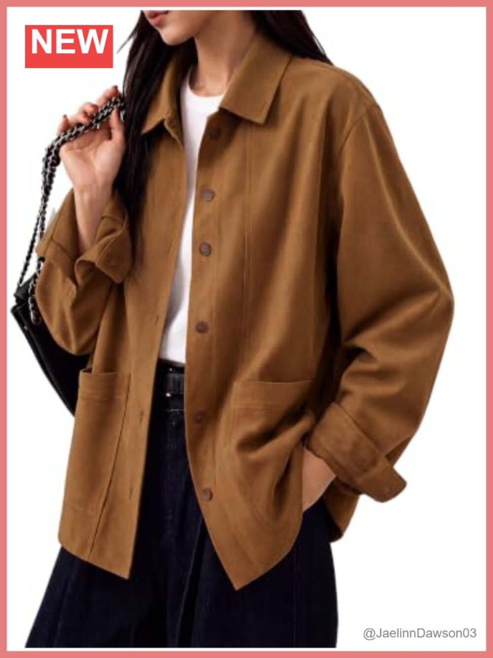 Faux Suede Jacket Trench Coat Button Front Utility Pockets Fall Layering